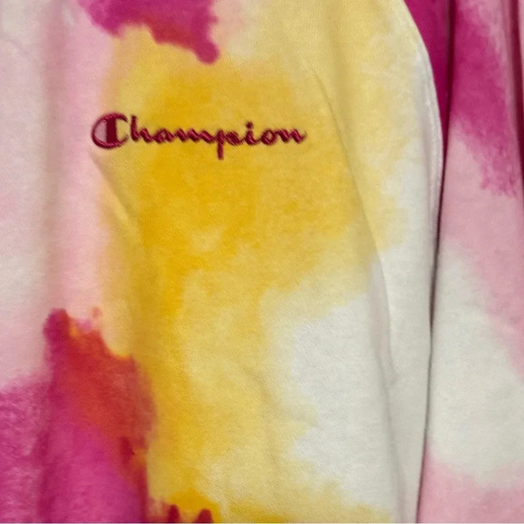 Champion White Pink Yellow Tie-Dye Long Sleeve Sweatshirt - Picture 5 of 6
